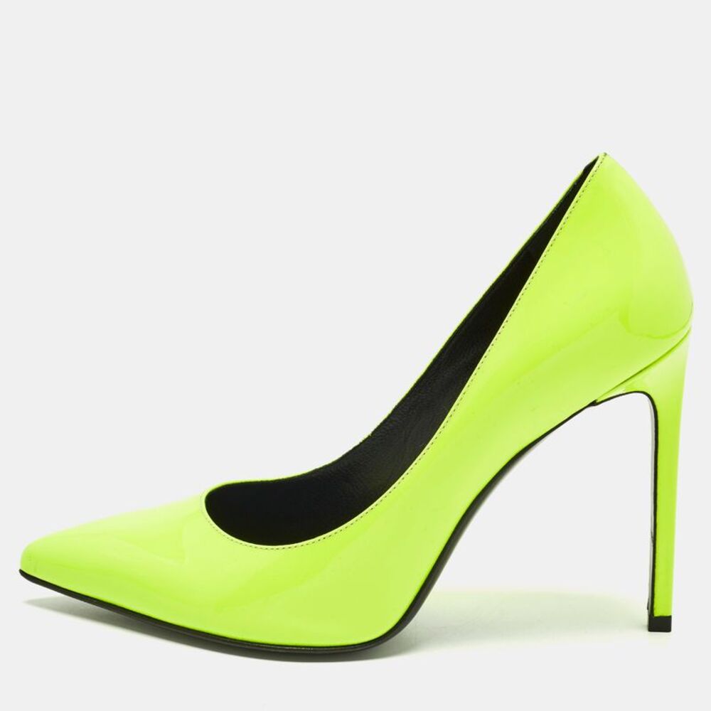 Saint Laurent Size 38.5 Green Patent Leather Pointed Toe Pumps